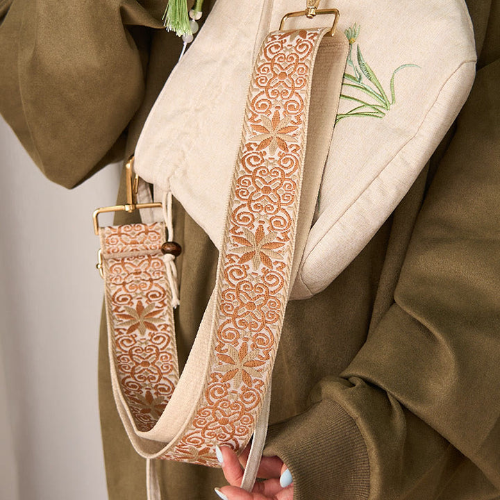 Borse a tracolla regolabili con cinturini di ricambio per borse a tracolla, borsetta con ricami geometrici, borse a tracolla in pietre Buddha Stones, stile bohémien, marrone beige - image 5