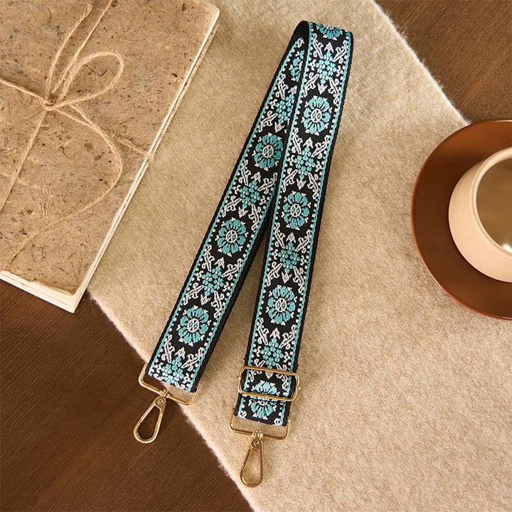 Borse a tracolla regolabili con ricami geometrici rotondi bohémien, tracolle di ricambio per borsetta , Buddha Stones - Ciano 76-136cm*5cm - image 0