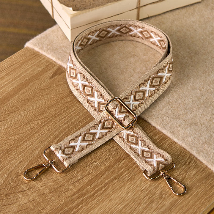 Cinghie di ricambio per borse a tracolla regolabili in jacquard geometrico a righe e rombi boho Buddha Stones - Marrone - 75-145 cm*3,8 cm - image 7