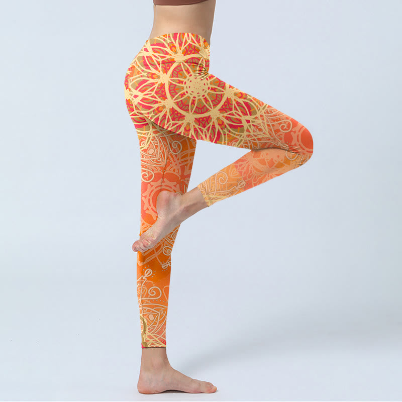 Leggings da palestra con stampa geometrica simmetrica Buddha Stones, pantaloni da yoga da donna - image 3