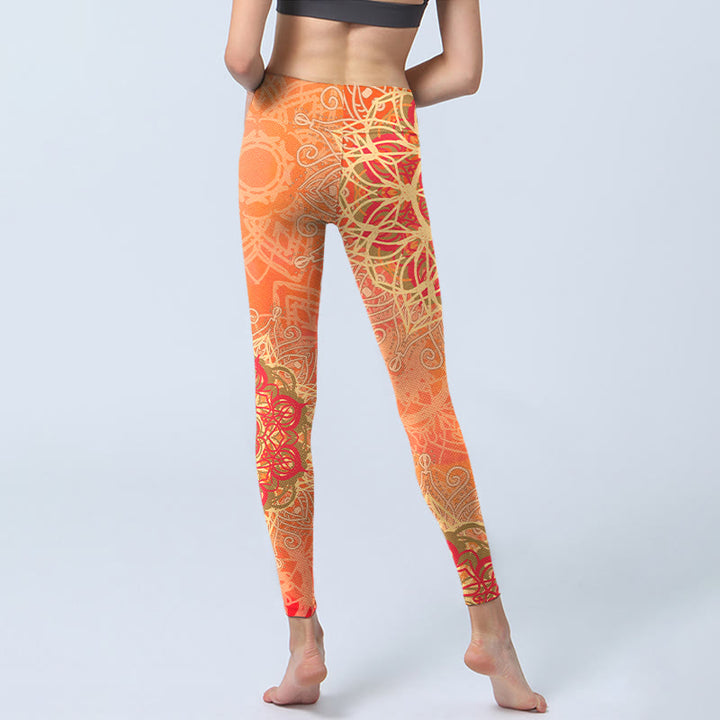 Leggings da palestra con stampa geometrica simmetrica Buddha Stones, pantaloni da yoga da donna - image 6