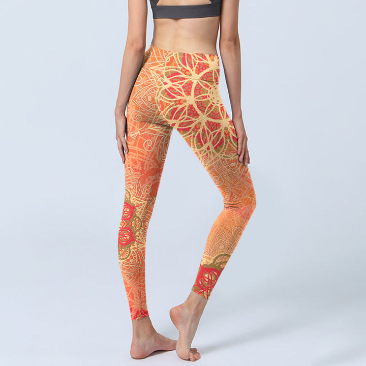 Leggings da palestra con stampa geometrica simmetrica Buddha Stones, pantaloni da yoga da donna - image 4