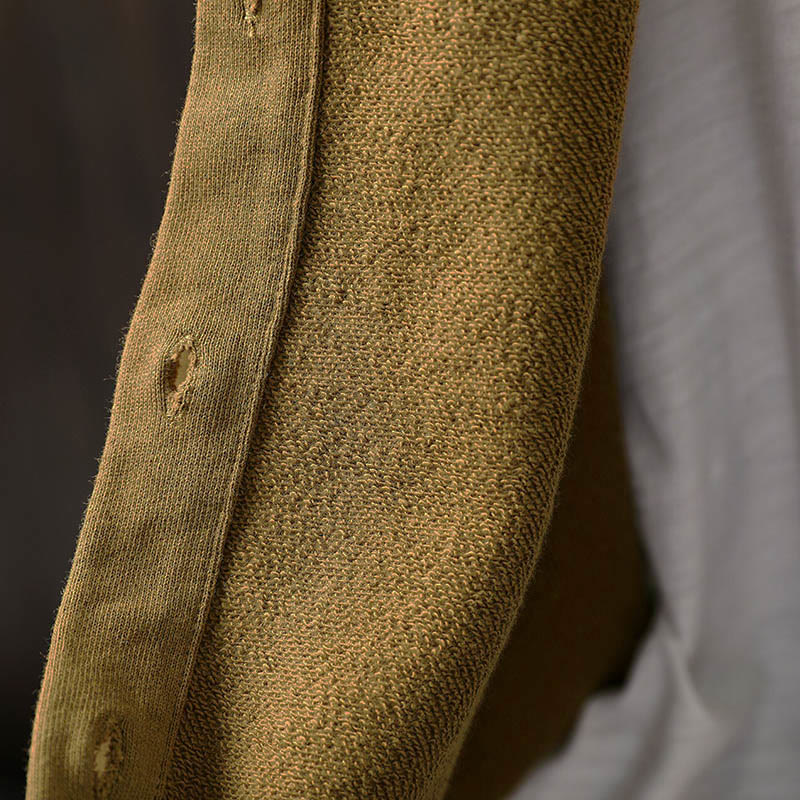 Camicia da donna in cotone con scollo rotondo, maniche lunghe e bottoni , Buddha Stones Fall Solid - image 10