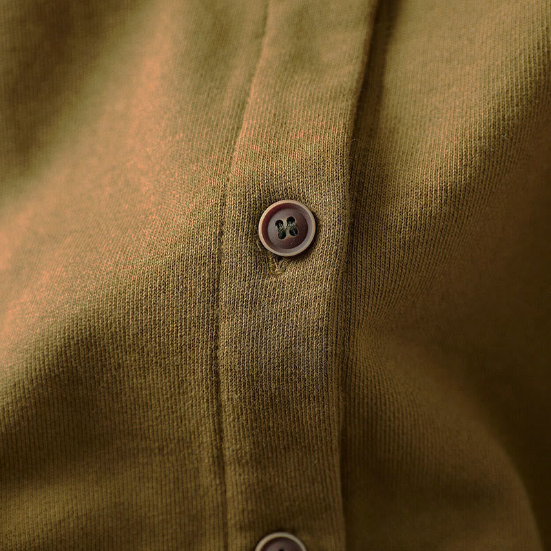 Camicia da donna in cotone con scollo rotondo, maniche lunghe e bottoni , Buddha Stones Fall Solid - image 13