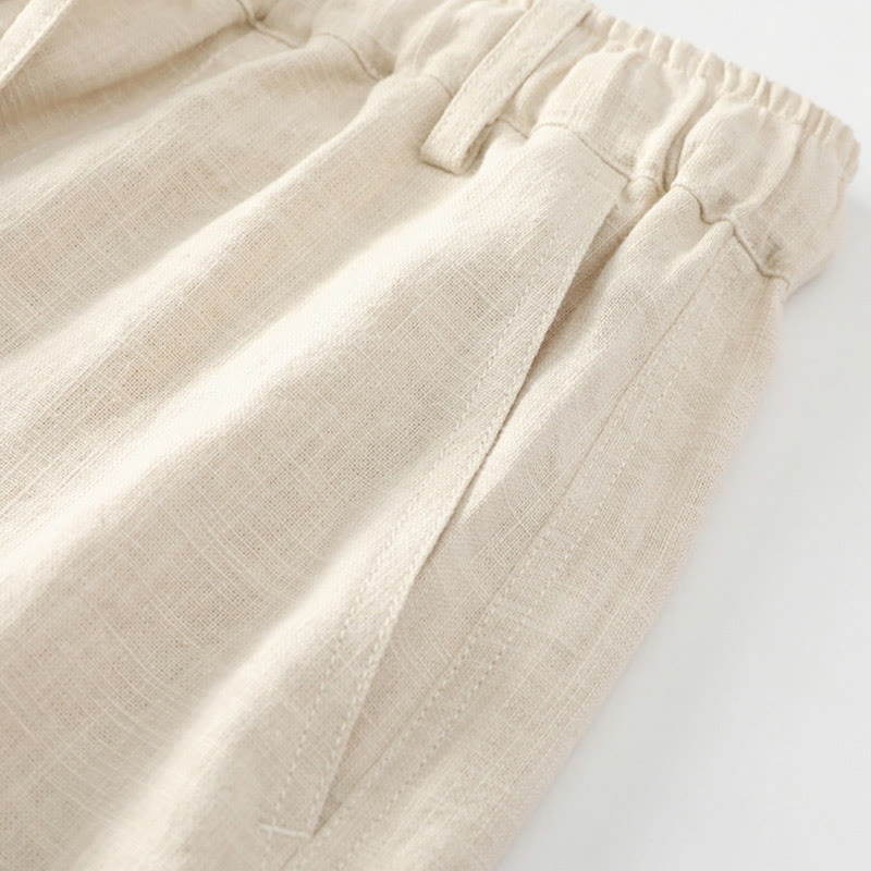 Pantaloni da uomo affusolati con tasche, lunghezza alla caviglia, in lino, cotone e ramiè estivo Buddha Stones - image 4