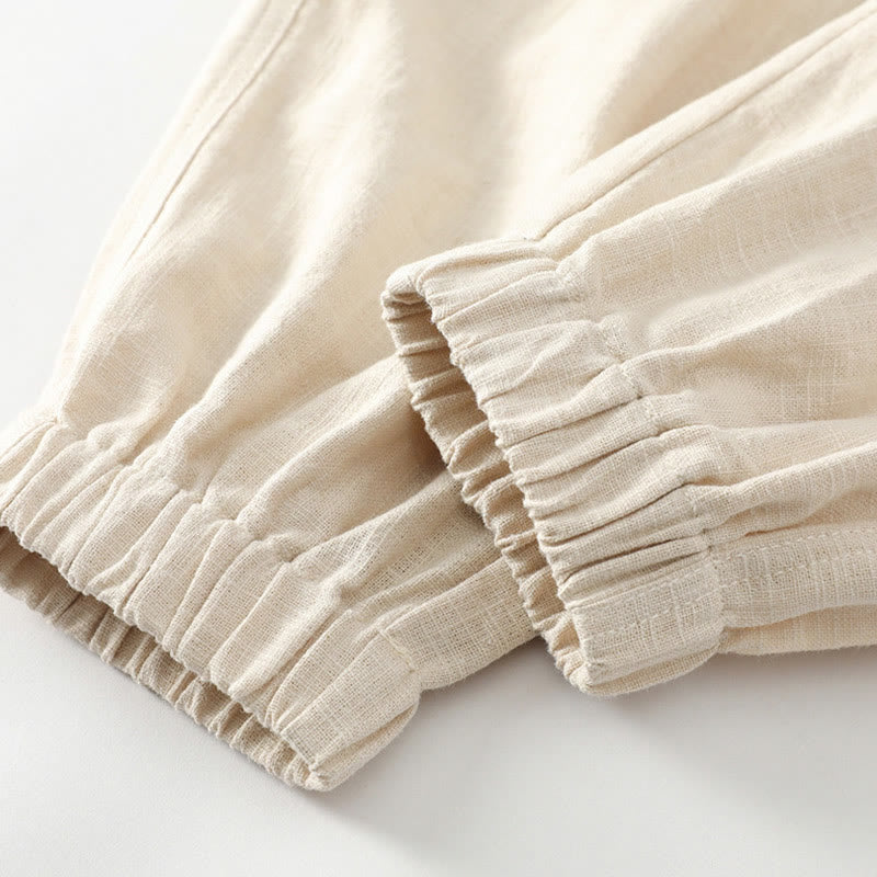 Pantaloni da uomo affusolati con tasche, lunghezza alla caviglia, in lino, cotone e ramiè estivo Buddha Stones - image 9