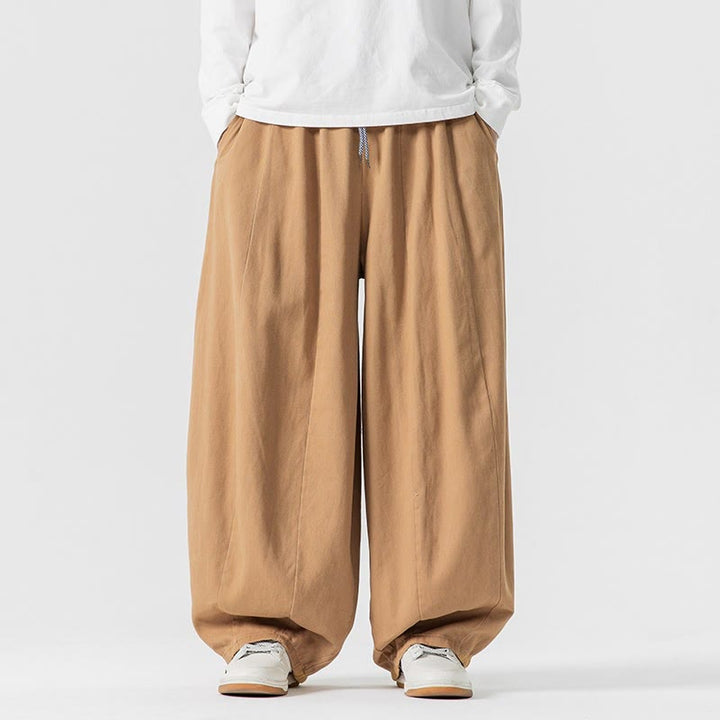 Pantaloni harem da uomo in cotone elasticizzato con tasche, tinta unita, modello Buddha Stones Fall - Verga d'oro - US/UK/AU46, EU56 (5XL) - image 7