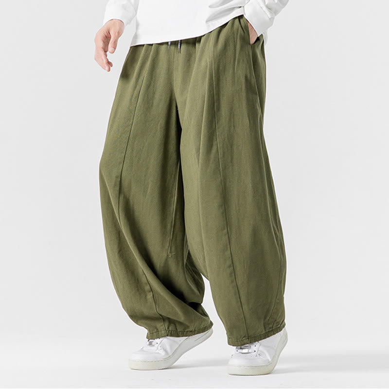 Pantaloni harem da uomo in cotone elasticizzato con tasche, tinta unita, modello Buddha Stones Fall - image 6