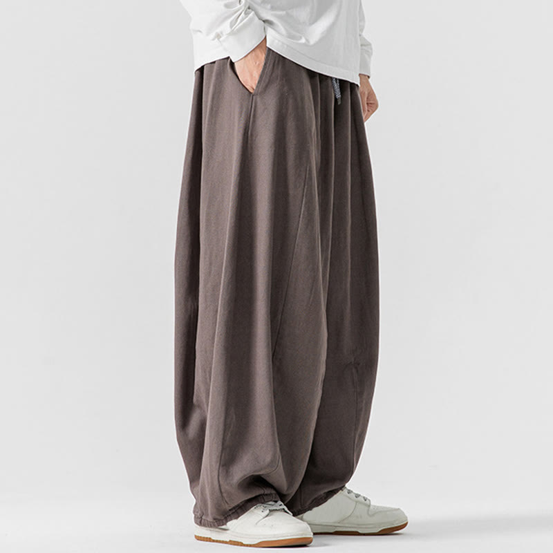 Pantaloni harem da uomo in cotone elasticizzato con tasche, tinta unita, modello Buddha Stones Fall - image 19