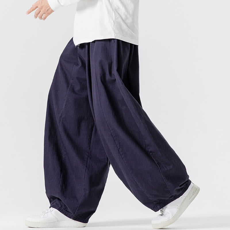 Pantaloni harem da uomo in cotone elasticizzato con tasche, tinta unita, modello Buddha Stones Fall - image 36