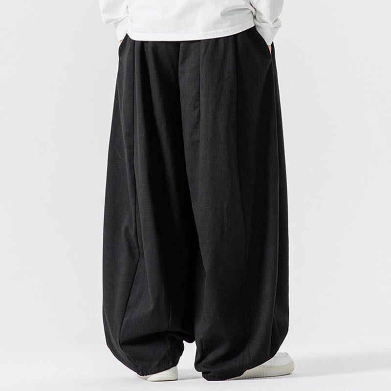 Pantaloni harem da uomo in cotone elasticizzato con tasche, tinta unita, modello Buddha Stones Fall - image 42