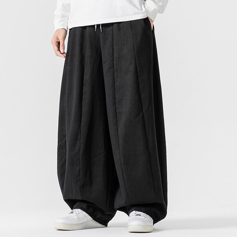 Pantaloni harem da uomo in cotone elasticizzato con tasche, tinta unita, modello Buddha Stones Fall - image 43