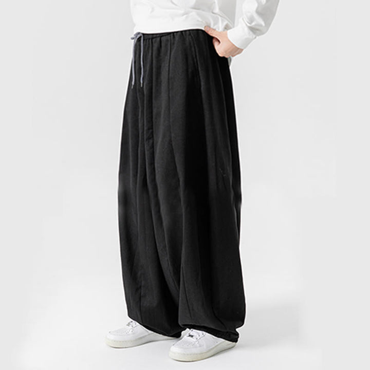 Pantaloni harem da uomo in cotone elasticizzato con tasche, tinta unita, modello Buddha Stones Fall - image 44