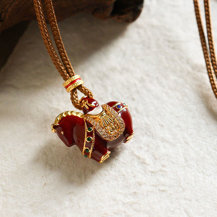 Ciondoli per collana in rame con Buddha Stones dell'anno del cavallo - image 2