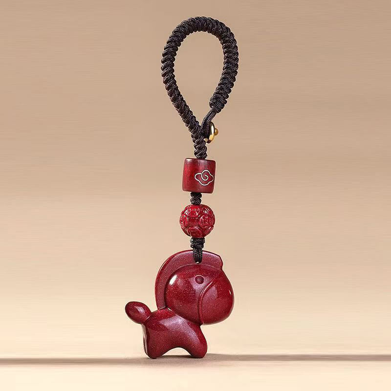 Portachiavi con benedizione del cinabro dell'anno del cavallo Buddha Stones - Cavallo Cinabro - image 0