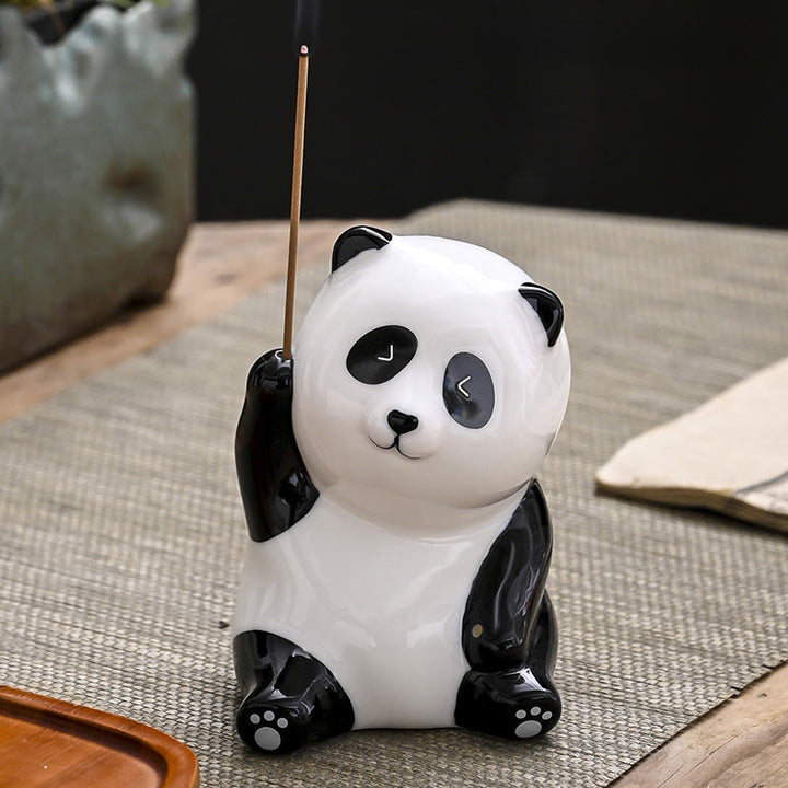 Bruciatore di incenso decorativo per la casa a forma di panda, Buddha Stones - Panda alza la mano (8,5*6*7 cm) - image 9