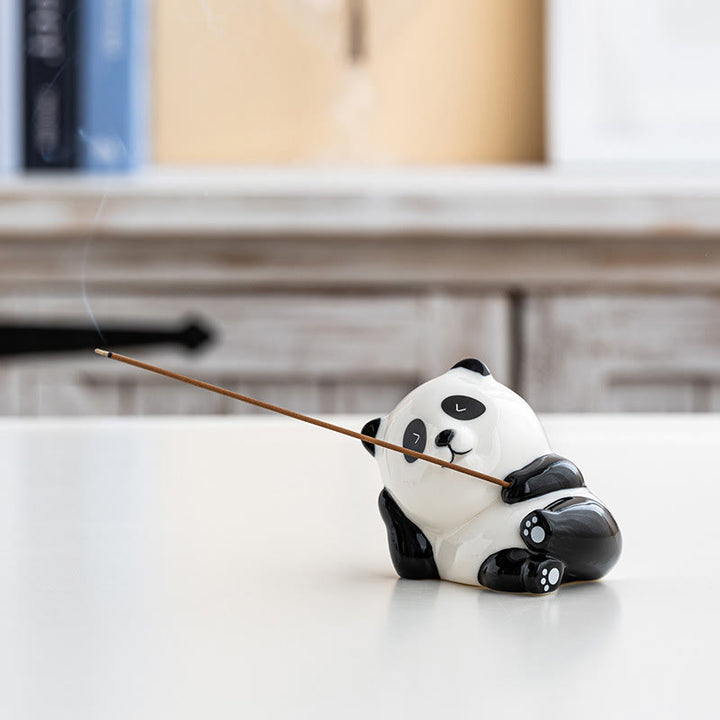 Bruciatore di incenso decorativo per la casa a forma di panda, Buddha Stones - Panda Occhi Chiusi (8,5*6*7 cm) - image 7