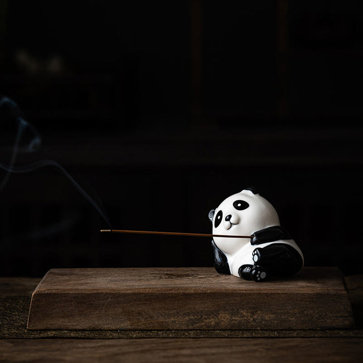 Bruciatore di incenso decorativo per la casa a forma di panda, Buddha Stones - Panda occhi aperti (8,5*6*7 cm) - image 0