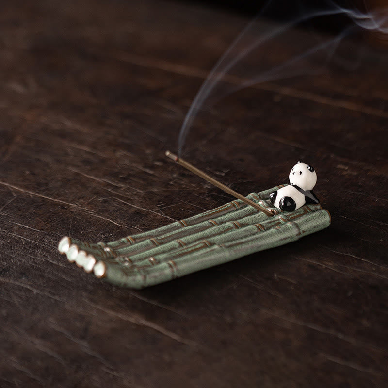 Bruciatore di incenso per la decorazione della casa Buddha Stones panda - Panda sdraiato sulla schiena (13,7*4,2*2,8 cm) - image 10