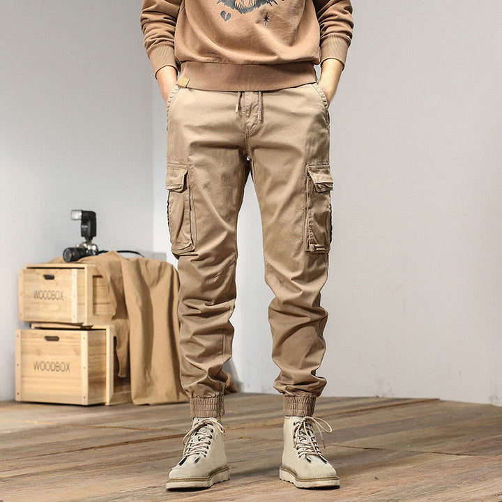 Pantaloni da uomo affusolati con tasche, polsini elastici estivi in ​​cotone Buddha Stones - Grano - US/UK/AU48, EU58 (6XL) - image 0
