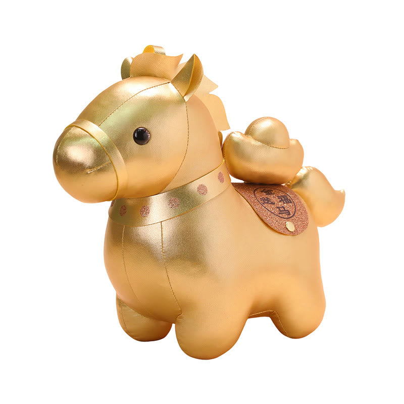 Buddha Stones Anno del cavallo, lingotto d'oro, bambola pony carina, decorazione per la casa della prosperità - image 3