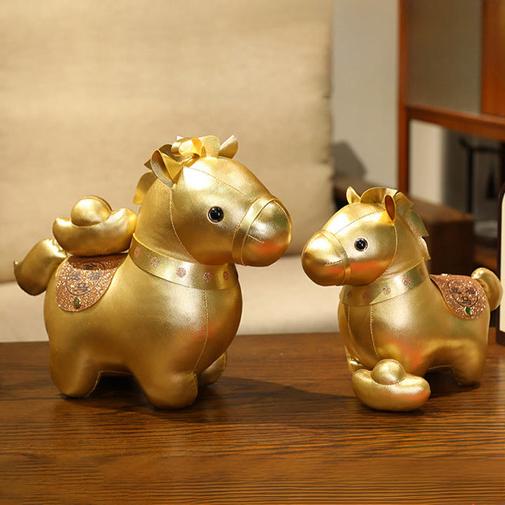 Buddha Stones Anno del cavallo, lingotto d'oro, bambola pony carina, decorazione per la casa della prosperità - image 6
