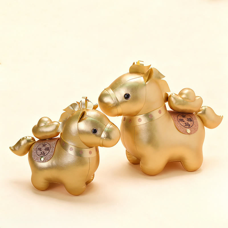 Buddha Stones Anno del cavallo, lingotto d'oro, bambola pony carina, decorazione per la casa della prosperità - image 9