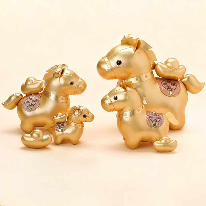 Buddha Stones Anno del cavallo, lingotto d'oro, bambola pony carina, decorazione per la casa della prosperità - image 10