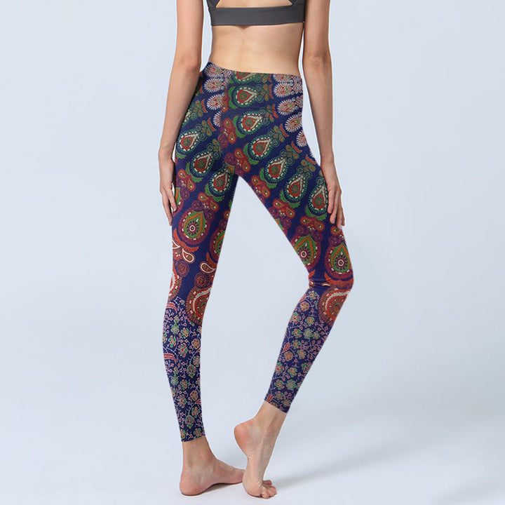 Leggings da palestra con motivo floreale paisley Buddha Stones, pantaloni da yoga da donna - image 4