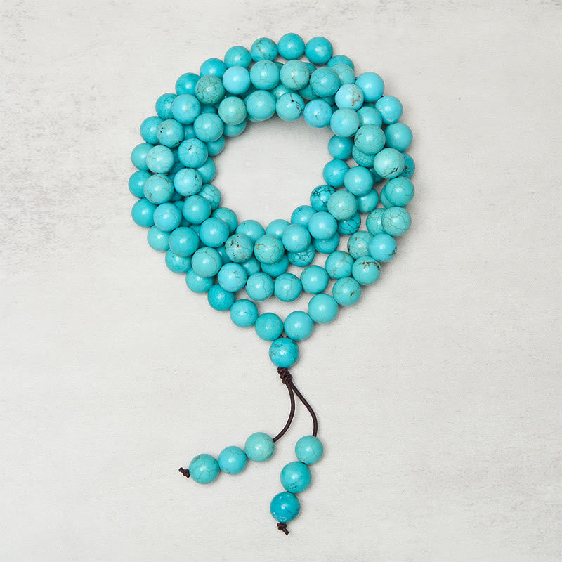 Mala di equilibrio della saggezza Buddha Stones 108 perle turchesi - image 1