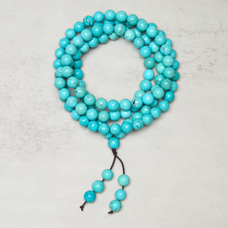 Mala di equilibrio della saggezza Buddha Stones 108 perle turchesi - Turchese - image 0