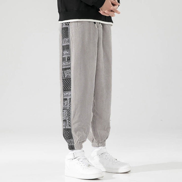 Pantaloni da uomo in velluto a coste con tasche, gamba dritta, lunghezza caviglia, motivo paisley, modello Buddha Stones Fall Solid - Grigio chiaro - US/UK/AU46, EU56 (5XL) - image 13
