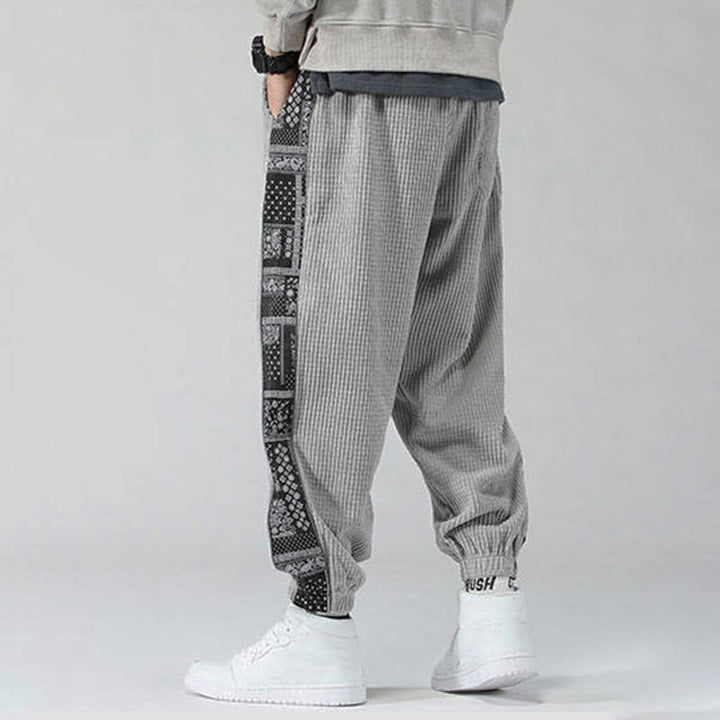 Pantaloni da uomo in velluto a coste con tasche, gamba dritta, lunghezza caviglia, motivo paisley, modello Buddha Stones Fall Solid - image 18