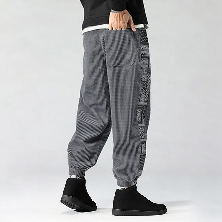 Pantaloni da uomo in velluto a coste con tasche, gamba dritta, lunghezza caviglia, motivo paisley, modello Buddha Stones Fall Solid - image 23
