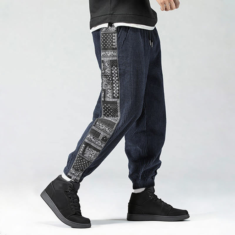 Pantaloni da uomo in velluto a coste con tasche, gamba dritta, lunghezza caviglia, motivo paisley, modello Buddha Stones Fall Solid - image 30