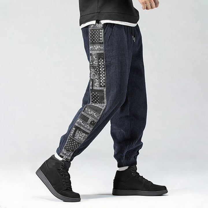Pantaloni da uomo in velluto a coste con tasche, gamba dritta, lunghezza caviglia, motivo paisley, modello Buddha Stones Fall Solid - image 30