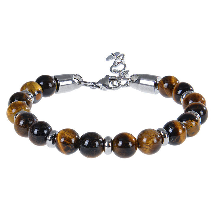 Braccialetto di protezione con perline di pietra naturale di occhio di tigre Buddha Stones - Occhio di tigre (circonferenza del polso: 17-20 cm) - image 0