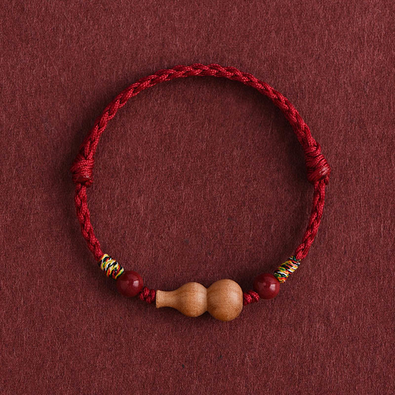 Braccialetto regolabile per la fortuna e la ricchezza, in corda di legno di pesca Buddha Stones - Corda rosso scuro (circonferenza del polso: 15-19 cm) - image 0