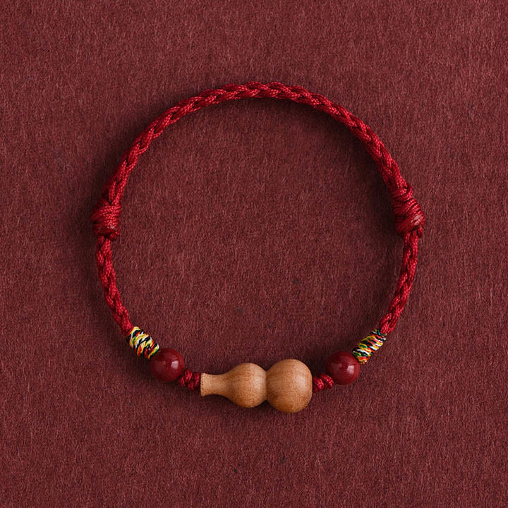 Braccialetto regolabile per la fortuna e la ricchezza, in corda di legno di pesca Buddha Stones - Corda rosso scuro (circonferenza del polso: 15-19 cm) - image 0