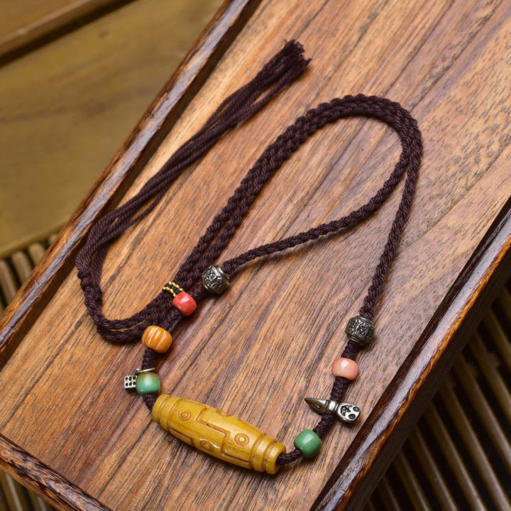 Buddha Stones, perline Dzi a nove occhi in rame, perline in osso, pendenti per collana, fortuna ed equilibrio - Stile A - image 0