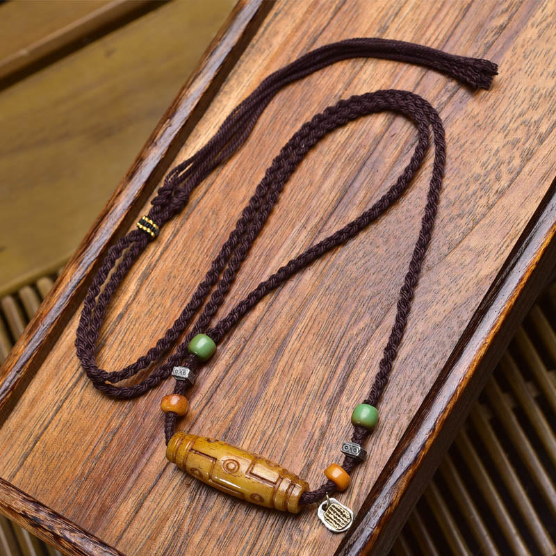 Buddha Stones, perline Dzi a nove occhi in rame, perline in osso, pendenti per collana, fortuna ed equilibrio - Stile C - image 2