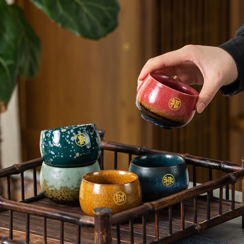 Tazza da tè in ceramica dipinta a mano con motivo Fu Buddha Stones, tazza da tè Kung Fu con scatola regalo - Un set di cinque 7,5 cm * 5,2 cm * 125 ml - image 0