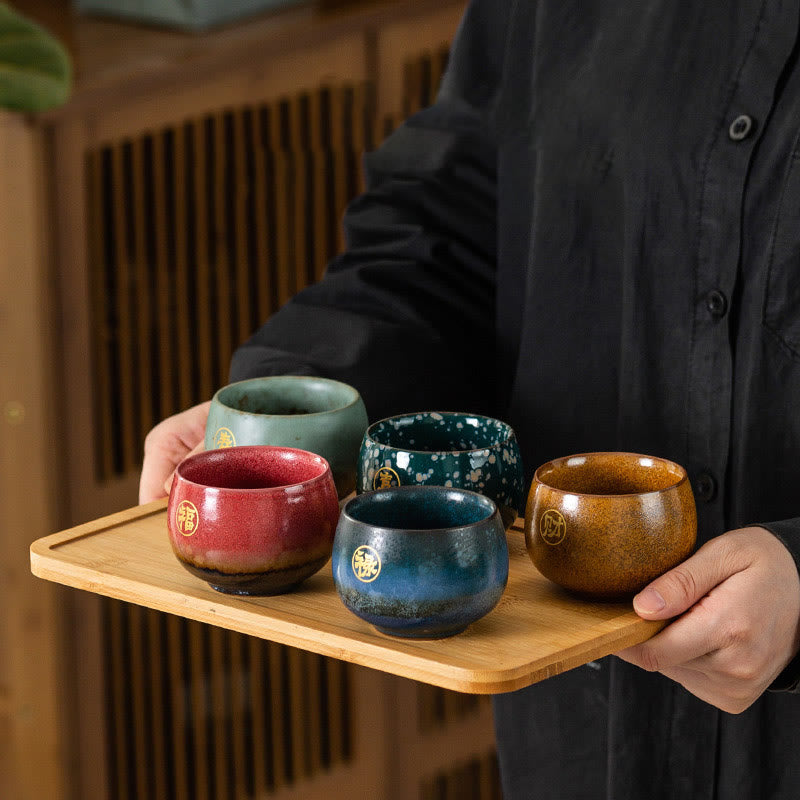 Tazza da tè in ceramica dipinta a mano con motivo Fu Buddha Stones, tazza da tè Kung Fu con scatola regalo - image 1
