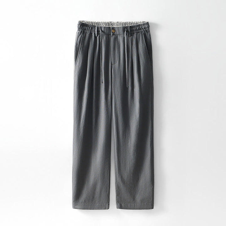 Pantaloni larghi da uomo in lino con coulisse e cerniera, modello Buddha Stones Fall Solid, con tasche - Grigio - US/UK/AU44, EU54 (4XL) - image 0