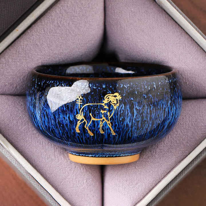 Tazza da tè in ceramica con Buddha Stones, zodiaco cinese, anno del cavallo, tazza da tè Kung Fu, 135 ml - Capra 7,5 cm*4,8 cm*135 ml - image 7