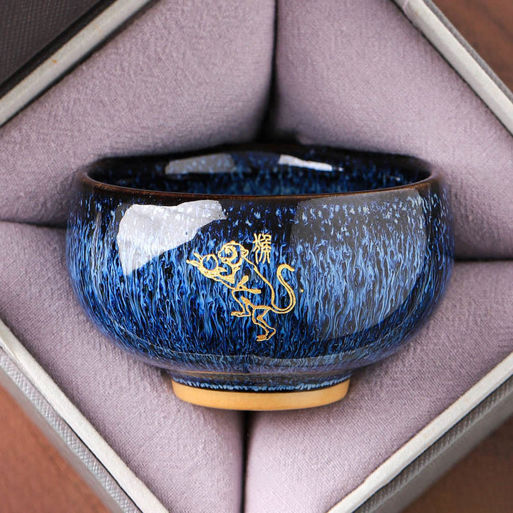 Tazza da tè in ceramica con Buddha Stones, zodiaco cinese, anno del cavallo, tazza da tè Kung Fu, 135 ml - Scimmia 7,5 cm*4,8 cm*135 ml - image 8