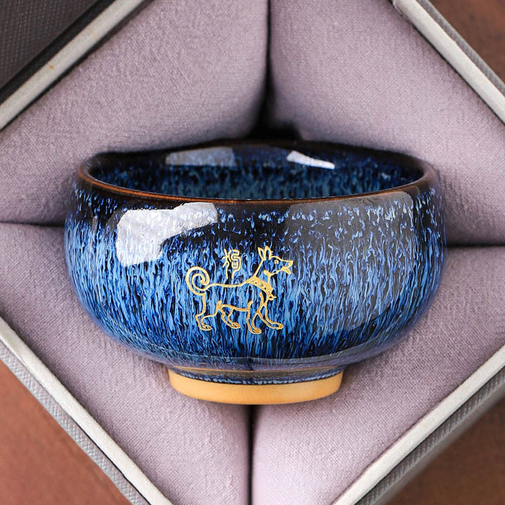 Tazza da tè in ceramica con Buddha Stones, zodiaco cinese, anno del cavallo, tazza da tè Kung Fu, 135 ml - Cane 7,5 cm*4,8 cm*135 ml - image 10