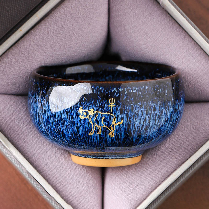 Tazza da tè in ceramica con Buddha Stones, zodiaco cinese, anno del cavallo, tazza da tè Kung Fu, 135 ml - Bue 7,5 cm*4,8 cm*135 ml - image 2
