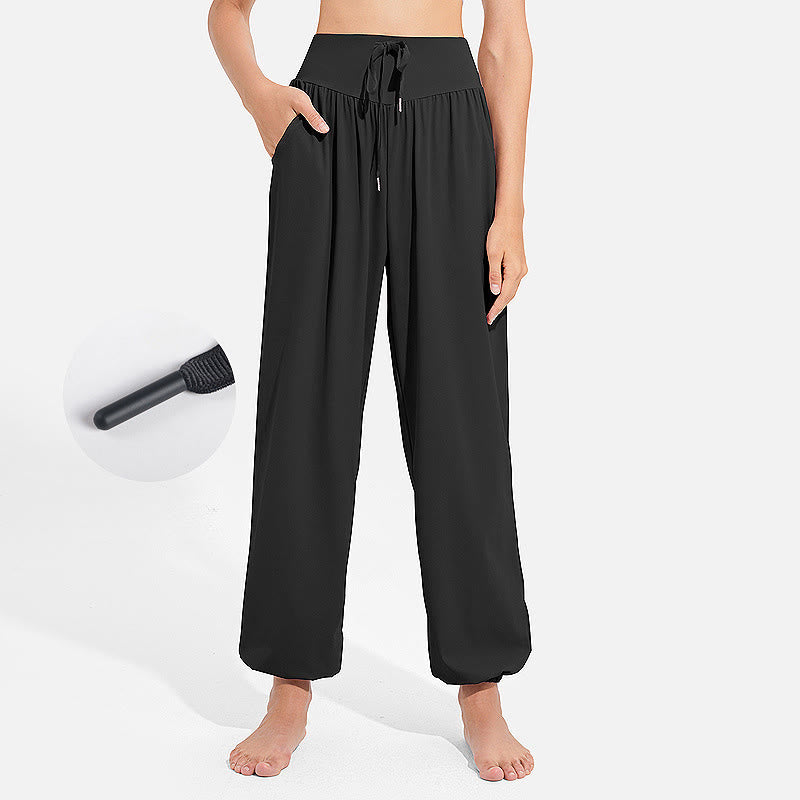 Pantaloni harem da donna con coulisse elasticizzata e motivo Buddha Stones, ideali per sport, yoga e ginnastica, con tasche. - Nero - US8-10, UK/AU12-14, EU40-42 (2XL) - image 4