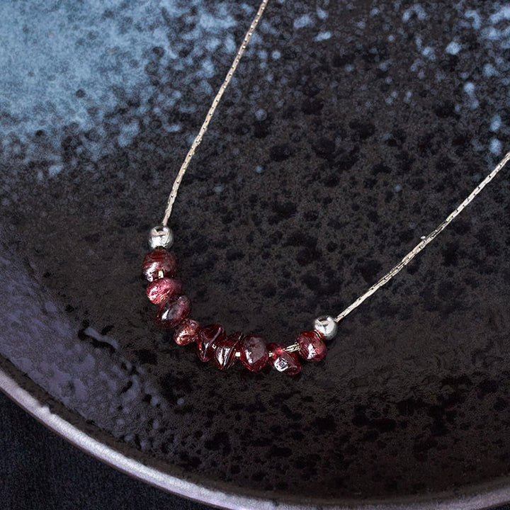 Collana con ciondolo Buddha Stones, ossidiana nera, quarzo fumé, granato, acquamarina, quarzo fragola, cristallo rosa, forza - image 15